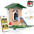 TECKNET Smart Bird Feeder with Camera, 2K UHD Video, AI Bird Species Identification, Instant Arrival Alerts, Solar Powered, Waterproof Birdhouse Camera, Gift for BirdLovers, Family, Green