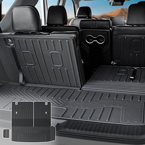 Image of Cargo Mat for Honda Pilot 2026 2025 2024 2023, All Weather TPE Trunk Mat with Backrest Mat Left Storage Tray Mat Car Accessories for Pilot (Cargo Mat with Backrest Mats)