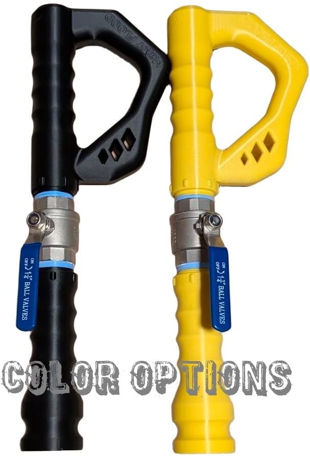 Major FLOOD Industrial Washdown Nozzle - 2 Inch Camlock Connection - High-Flow Handheld Water Monitor for Trash Pumps - Heavy Duty Solid Stream Sprayer - Made in USA (Yellow)