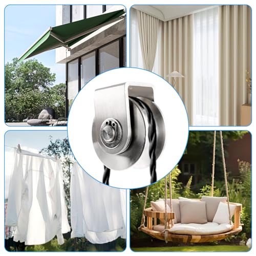 STARVAST 4 Stück Umlenkrolle Seilwinde, Edelstahl Umlenkrollen für Seile Stahlseil, Umlenkrolle Klein für Seile, Seilrolle mit 2 Kugellager