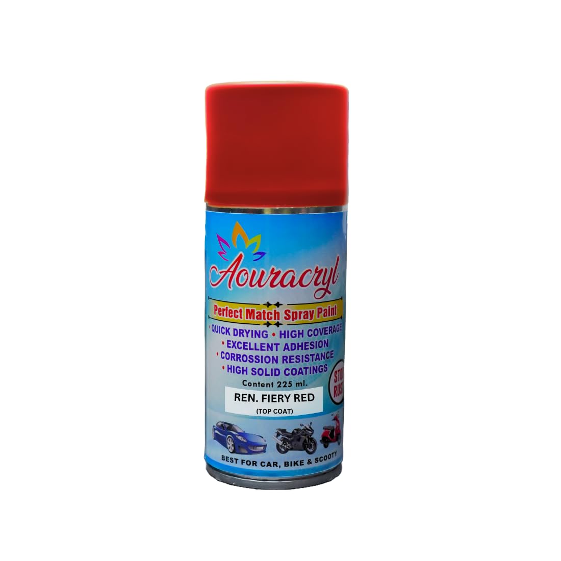 AOURACRYL PU Spray Paint – Fiery Red (RC Colour Reference), 225ml