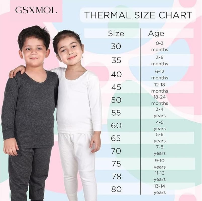 Image of Woollen Thermal Set Unisex Kids Winter Wear Innerwear Top & Full Pant Warmer Combo for Girls Boys, Body Warmer (Inner and Pyjama) Pack of 3