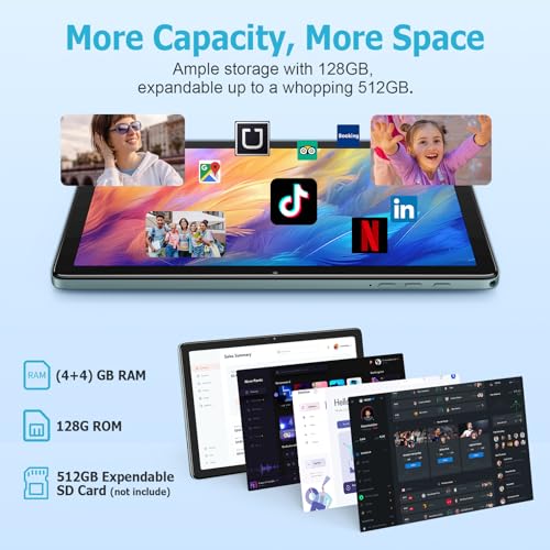 Image of 10.1 Inch Android Tablet, Android 14 Tablets with 128GB+8(4+4 Expand) GB, 2.4+5G WiFi Tablet PC with FHD IPS Touch Screen, Dual 13MP+5MP Camera, Dual Stereo Speakers, Bluetooth5.0, GPS