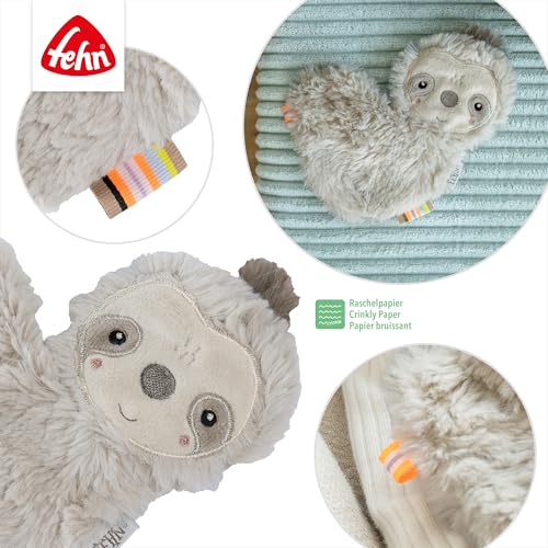 Fehn Knister-Faultier – Activity-Rascheltier zum Greifen, Lauschen, Spielen & Geräusche erzeugen - fördert Babys Sinne & Motorik - idealer Begleiter für Babys und Kleinkinder ab Geburt