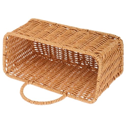 HYTROVE Cesta Colgante De Mimbre Cuadrada Para Pared Cesta Rattan Sintético Con Asa Portátil Organizador De Frutas y Verduras Para Cocina Diseño Boho Práctico y Resistente