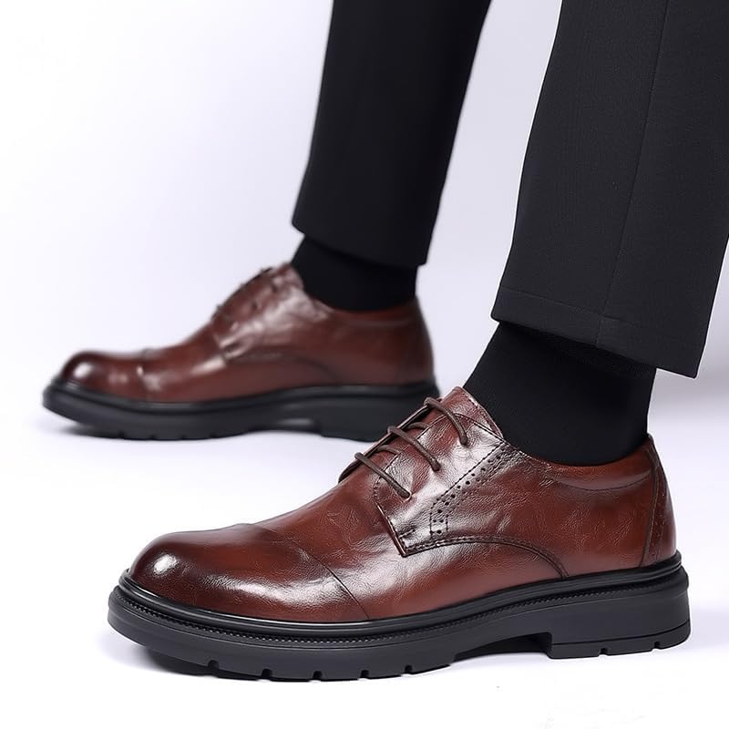 Men’s Formal Oxfords Dress Shoes, Round Toe Lace-up Genuine Leather Comfort Dress Shoes for Wedding Office2