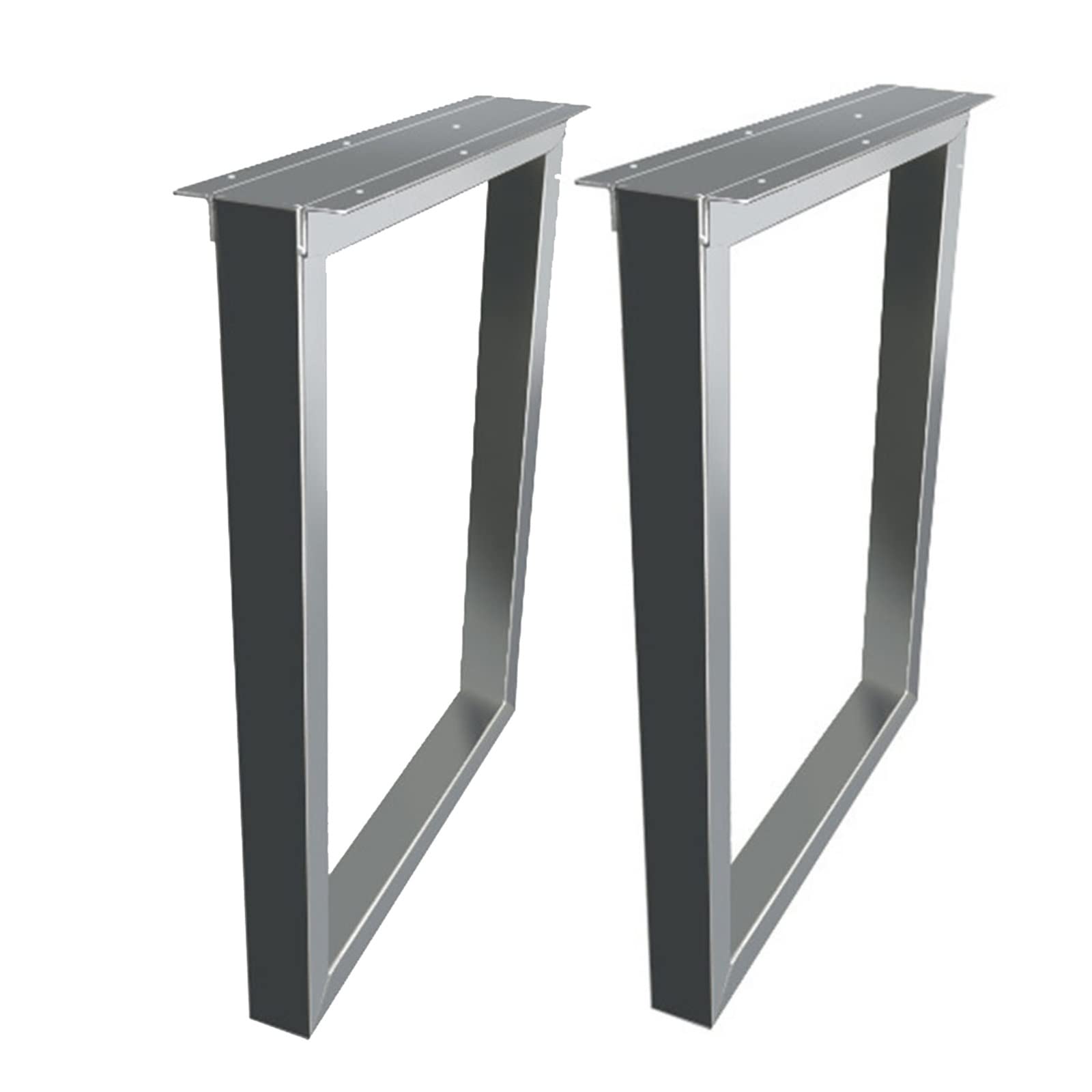 Stabilne metalowe nogi meblowe, 2 sztuki, rustykalny design z kwadratowymi rurkami, nogi do stołu jadalnego, stolika kawowego, biurka komputerowego, srebrne.