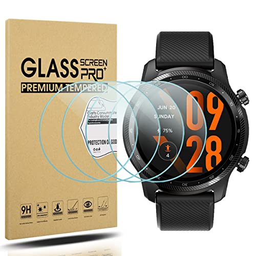 Diruite 4-Pack Cristal Templado Compatible con TicWatch Pro 3 Ultra Protector Pantalla, HD Protectores Pantalla para TicWatch Pro 3 Ultra Reloj Inteligente [9H Dureza Antiarañazos] [Antiaceite] Cover