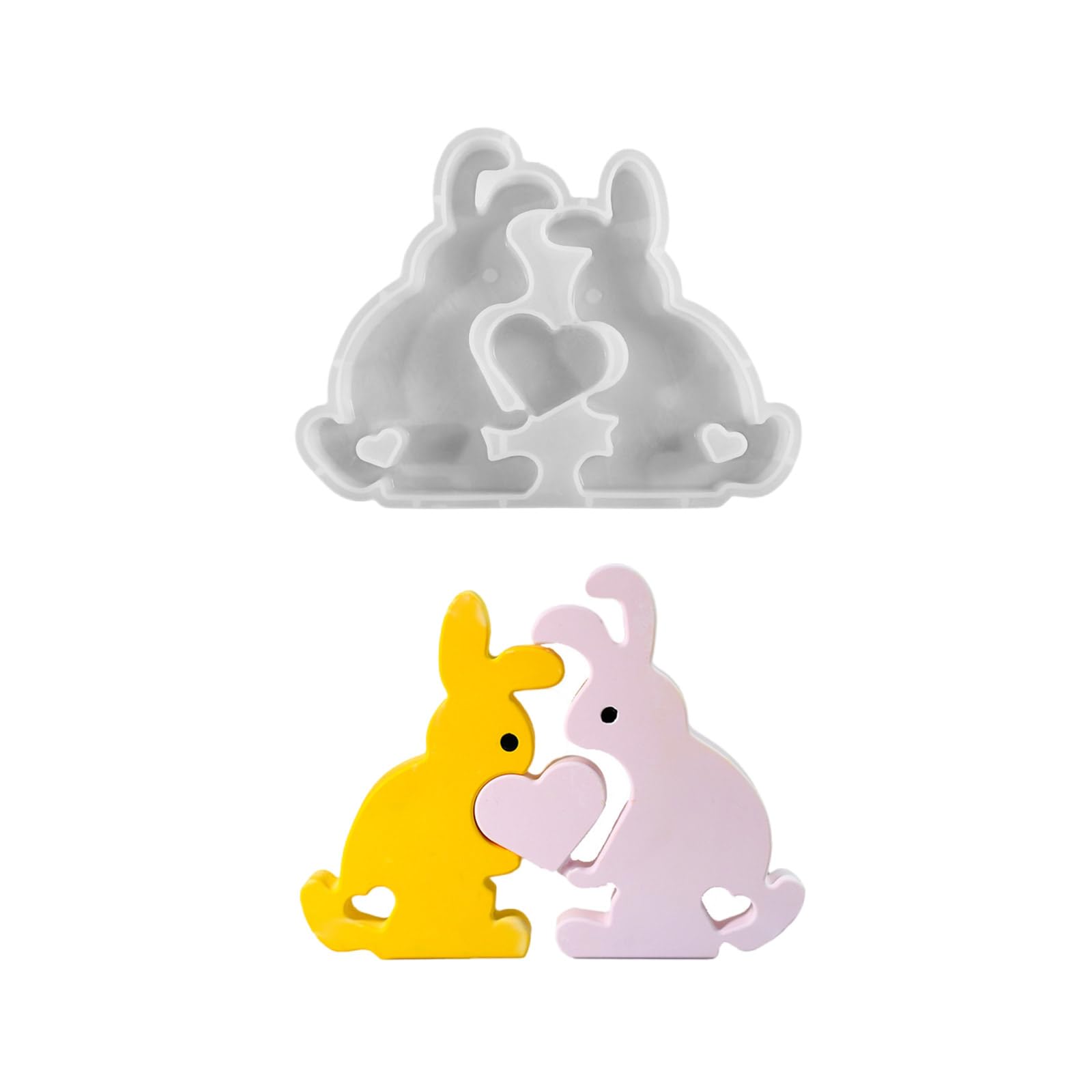 Buxuaaaa B Uxuaaaa Lovely Animal Molds Heart Rabbits Silicones Easters Ornament Molds Casting Craft Supplies Silicone Heart Rabbits