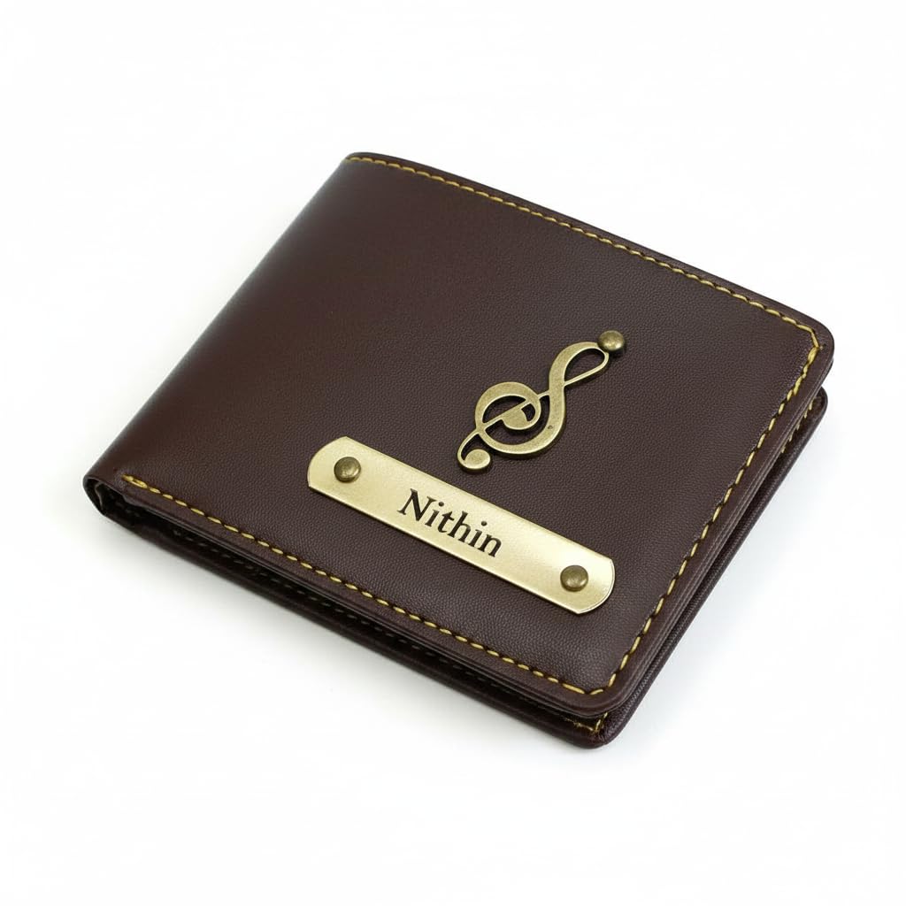 the unique gift studio Men's Leather Personalised Name with Logo Wallet - Brown-picture-39