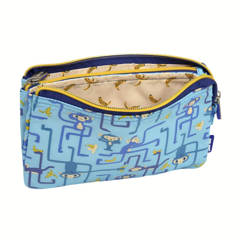 Tangled Monkeys Series 5 Compartment Pencil Case, Blue Milan® - Image 2