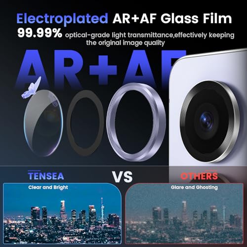 Image of Tensea (3+2 Pack Compatible with Samsung Galaxy S25 Ultra Camera Lens Protector, 9H Tempered Glass, Camera Cover, Screen Protector, Metal, Custom Ring, Installation Tray)