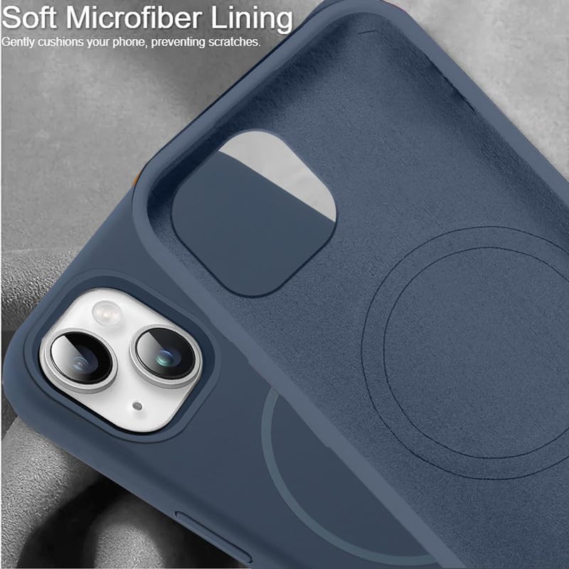 Image of LuxuryKase Silicone Magnetic Case for iPhone 15 Plus | Soft Microfiber Lining | MagSafe Support | Shockproof Protective Cover | Precise Cutouts | Slim Fit Design - Blue