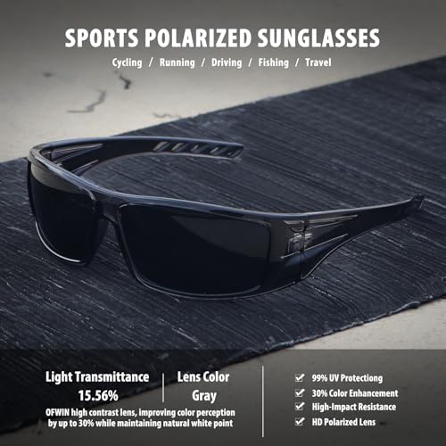 Image of Polarized Sports Sunglasses for Men Women,Driving Fishing | UV400 Protection Anti-Glare Lens, Wrap Around Sunglasses for Cycling,Hiking,Golf & Outdoor Sports Unbreakable Frame