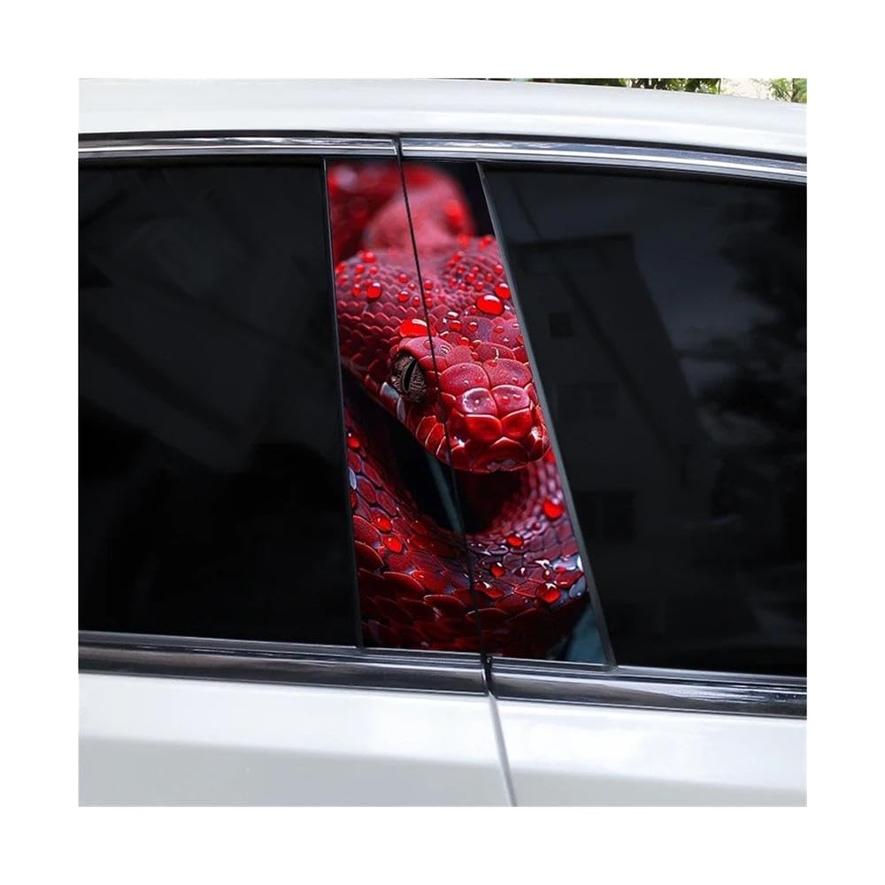 Bertdcx D 2Pcs Rose Snake Car Sticker B Pillar Vinyl Oor Post Waterproof Auto Parts(D)