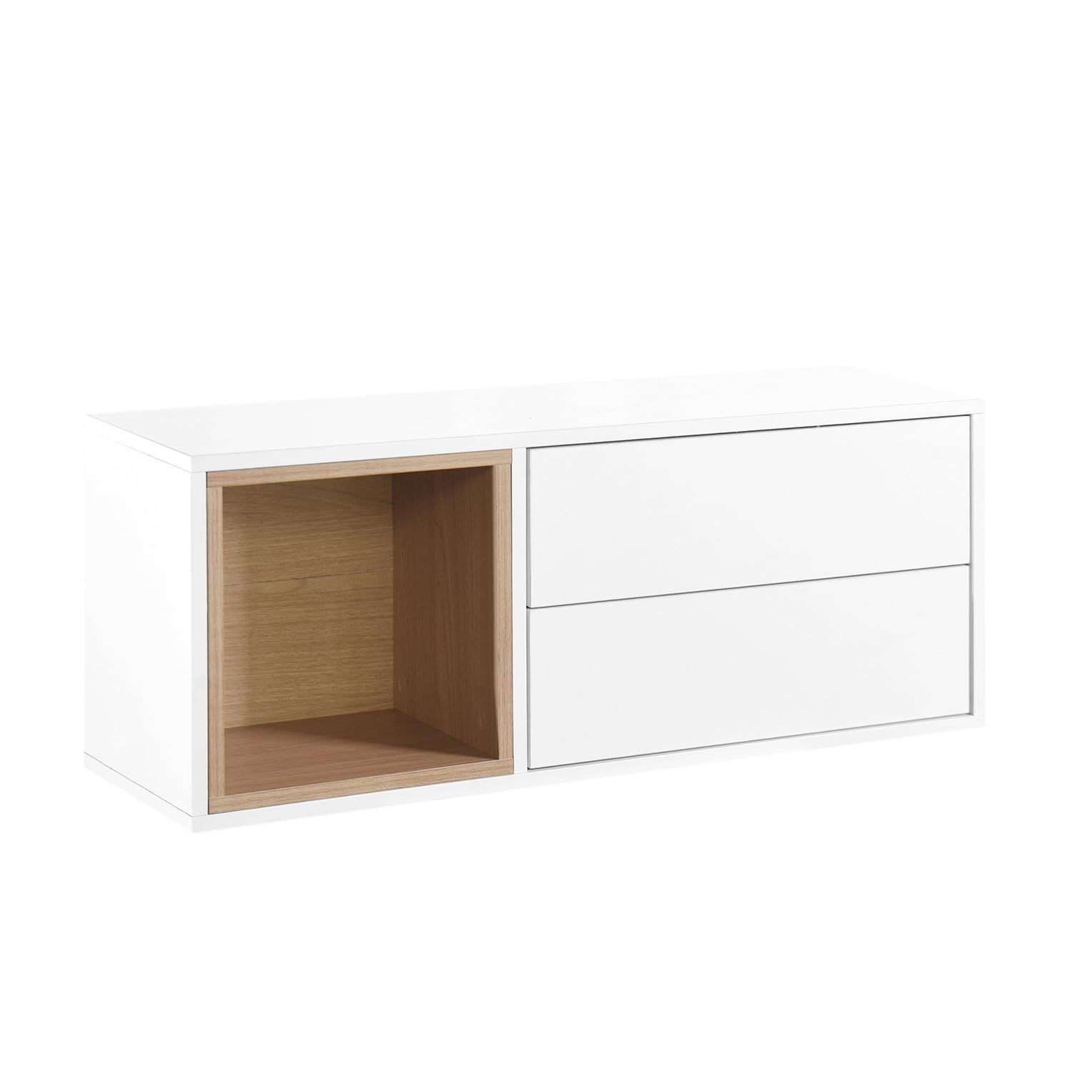 KLAST Mueble recibidor Flotante en Madera Color Blanco y Natural