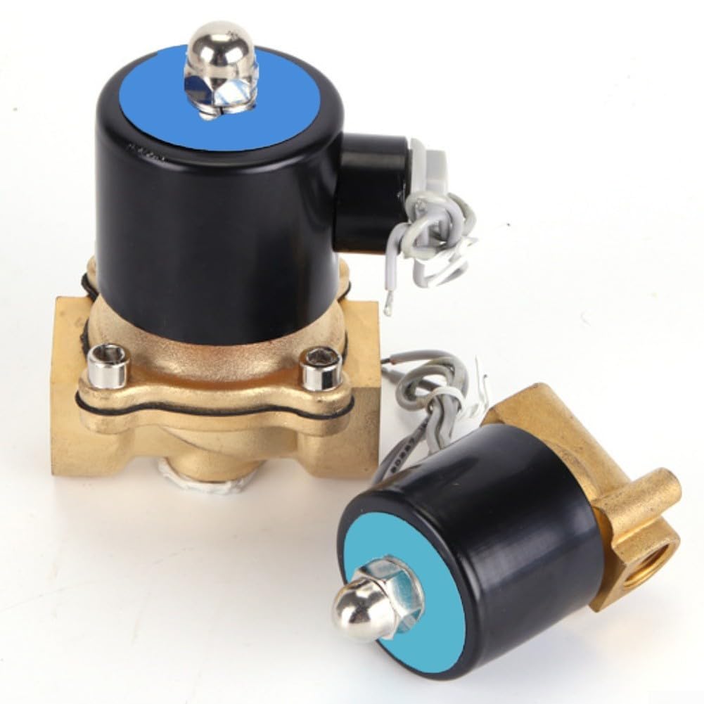 Niceminiwall Valvola solenoide in ottone AC220V normalmente chiusa a 2 vie, per acqua, aria, olio, irrigazione, pipeline di laboratorio, bobina di rame oro da -5 a 85 C (59 mm)