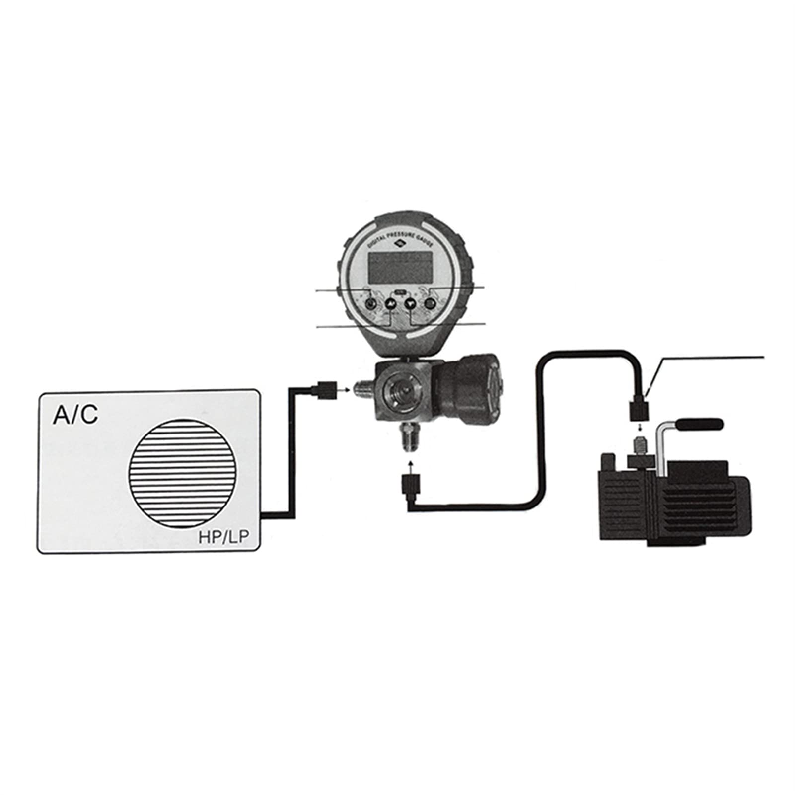 Bomba de vacío de CA Colectores de Escape Manómetro Medidor de colector de refrigeración Medidor de probador de colector de presión de vacío Probador de Temperatura HVAC Kit de Carga de CA