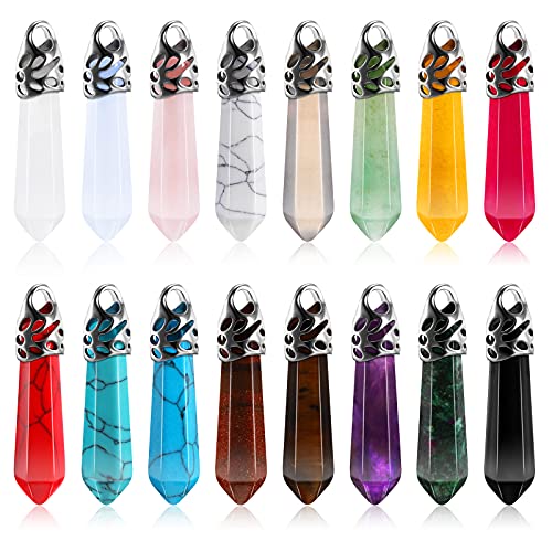 16 Pieces Bullet Shape Healing Crystals Hexagonal Healing Stones Natural Amethyst Rose Quartz Pendants Bulk Gemstone Crystal Charms for Necklace Bracelet Earring Anklet Jewelry Making, Multicolored 16 Pieces Bullet Shape Healing Crystals Hexagonal Healing Stones Natural Amethyst Rose Quartz Pendants Bulk Gemstone Crystal Charms for Necklace Bracelet Earring Anklet Jewelry Making, Multicolored