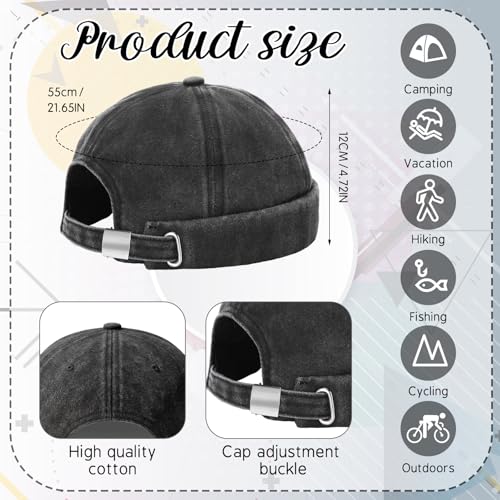 Image of SATINIOR 2 Pieces Brimless Hats for Men Adjustable Docker Cap Casual No Brim Hat Rolled Cuff Sailor Skullcap