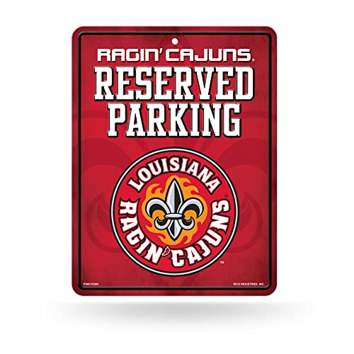 Rico Industries NCAA Louisiana Lafayette Ragin' Cajuns 8.5-Inch by 11-Inch Metal Parking Sign Décor