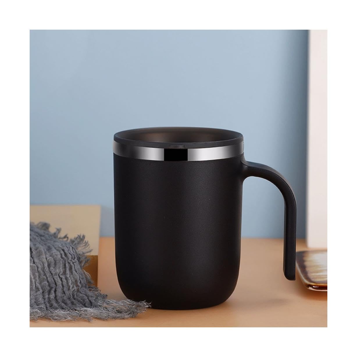Taza de café aislada para Oficina en casa, Taza de Acero Inoxidable con Tapa y asa, Tazas de Leche Creativas, Taza para Beber de 400ml/14,1oz