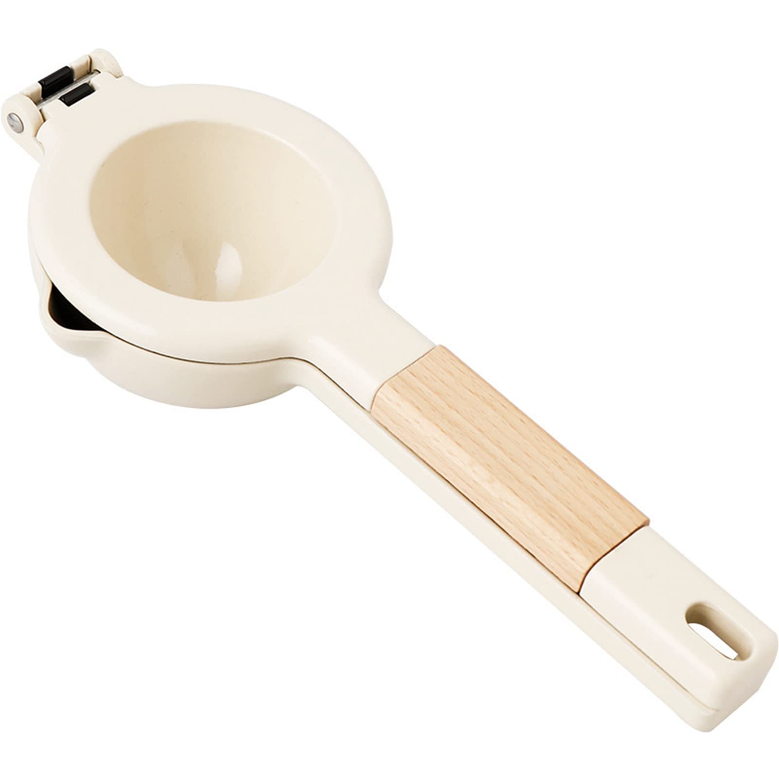 Lemon Squeezer Citrus Juicer, Hand Press Manual Squeeze Juice Extractor Maker Bar Tool Grapefruit Presser (White (Wooden Handle))