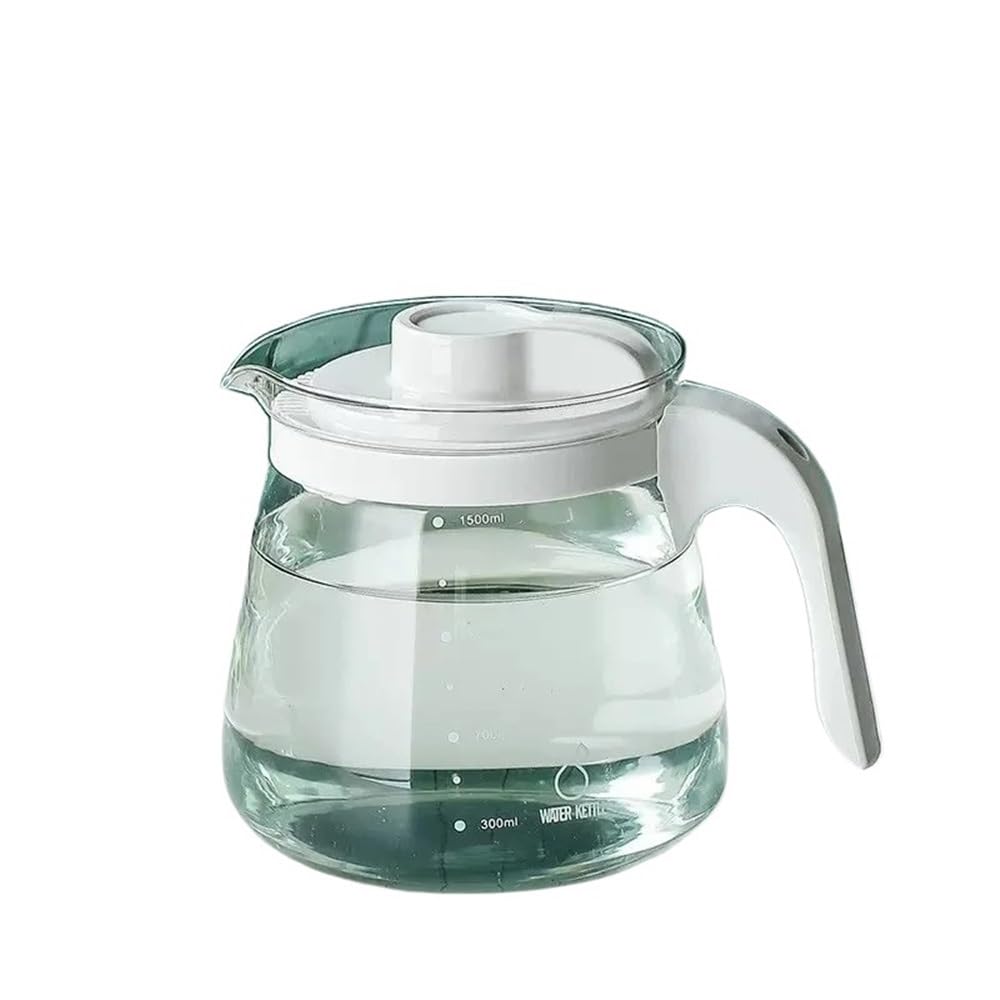 MYUYEE Water Carafe Large Capacity Water Pitcher Transparent Heat-Resistant Glass Teapot With Handle Beverage Juice Container Household Water Kettle Water Jugs (White)
