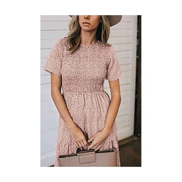 Zattcas-Womens-Summer-Casual-Short-Sleeve-Bohemian-Floral-Tiered-Maxi-Dress Zattcas Womens 2023 Spring Summer Smocked Tiered Boho Floral Long Maxi Dresses Casual Short Sleeve Modest Flowy Church Maternity Wedding Guest Dress Mauve S