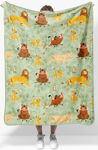 Disney Lion King Plush Throw Blanket - Measures 40 x 50 Inches - Super Soft Lightweight Fleece Safari Animals Bedding with Simba