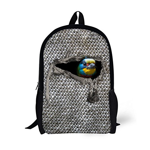 HUGS IDEA Mochila azul vaquera para niños con cabeza de gato, Parrot (Gris)   Y CA5423C