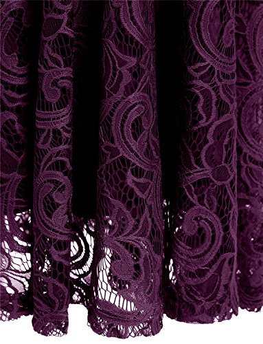 Image of Dressystar Women's Floral Lace V Neck Short Bridesmaid Cocktail Party Dress