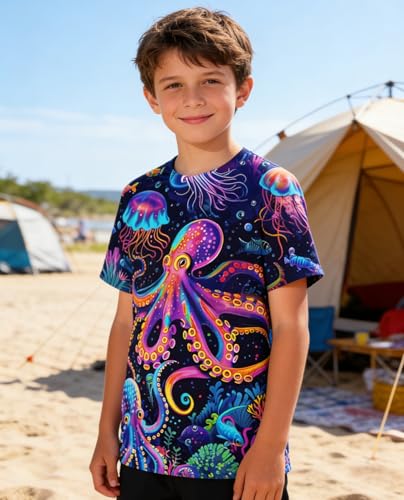 Image of uideazone Tshirts for Boys Kids Short Sleeve T-Shirt 3D Graphic Tee Shirts Tops Clothes 4-16 Years