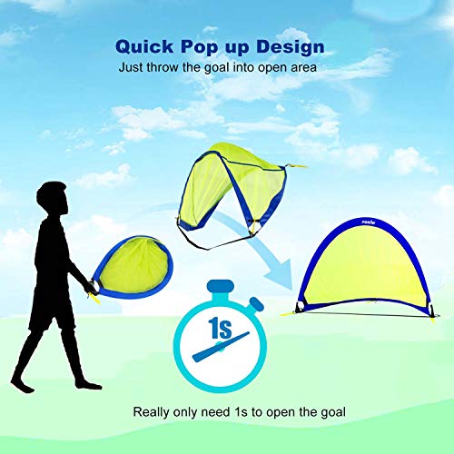 porayhut Pop up Soccer Net Soccer Goal for Kid Easy-up Set of Two Portable 210D Oxford with 8 Field Marker Cones Extra Stakes Fun for Backyard and Soccer Training Net (2.5FT Round Goal Set) - Thumbnail 3