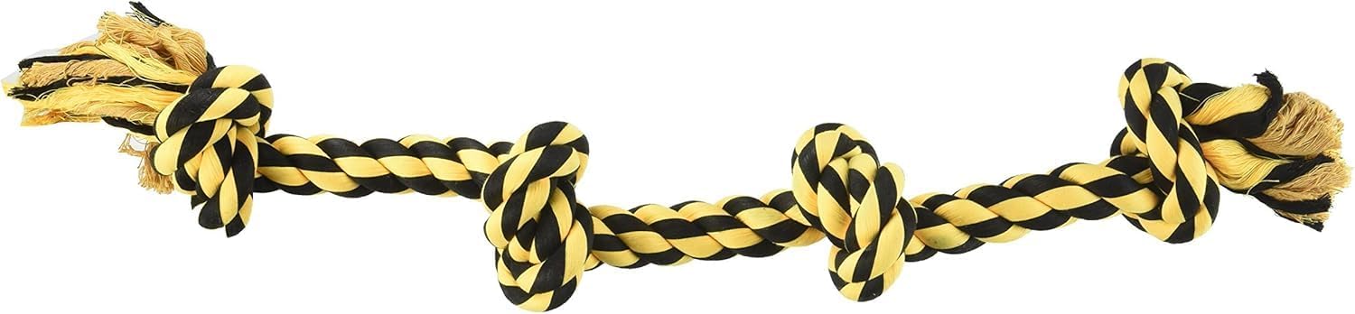 Rope Bone Dog Tug Toy, Cotton, Multi-Color, Medium, Bone Shape, for Chewing, Tug of War, and Fetch