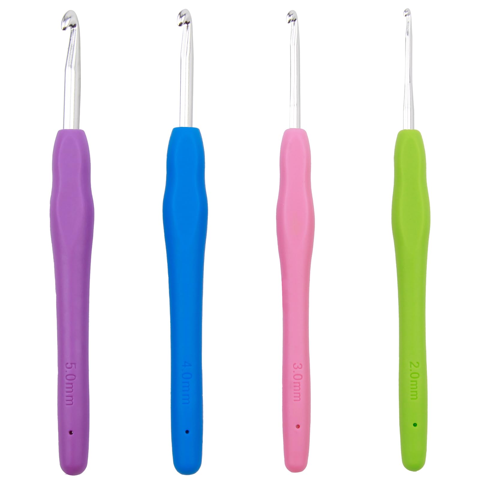 Set Di 4 Uncinetti Ergonomici Con Manico In Silicone - Misure 2mm, 3mm, 4mm, 5mm - Per Principianti Ed Esperti - Foto 7