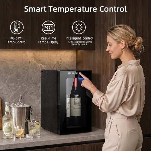 Image of Antarctic Star Wine Cooler, 0.4 Cu. Ft. Portable Mini Wine fridge | Electronic Temp Control, 40-61F Adjust Temp, Glass Door, Counter-top Drink Fridge for Bedroom, Dorm, Office, Bar & Kitchen