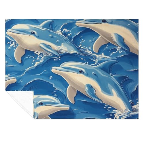 Couverture dauphins polaire douce et chaude pour lit salon canapé - 7