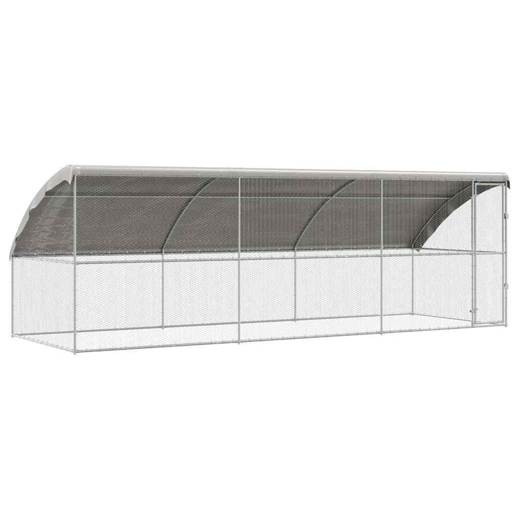 Vidaxl Silver Chicken Cage 3 Pcs 600 X 200 X 198.5 Cm Galvanised Steel, Garden And Terrace, Durable Chicken Enclosure, Steel Habitat, Weatherproof Cage, Lockable Pet Housing For Chickens