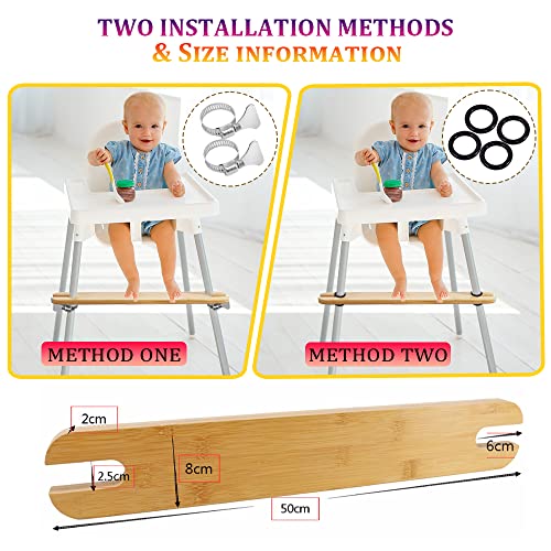 Natural Bamboo High Chair Foot Rest Compatible with IKEA Antilop, Adjustable Height Footrest Non-Slip Baby Highchairs… - Image 4