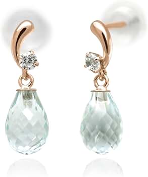 Amazon | K10ピンクゴールド アクアマリン ピアス ブリオレットカット Amazon | K10ピンクゴールド アクアマリン ピアス ブリオレットカット