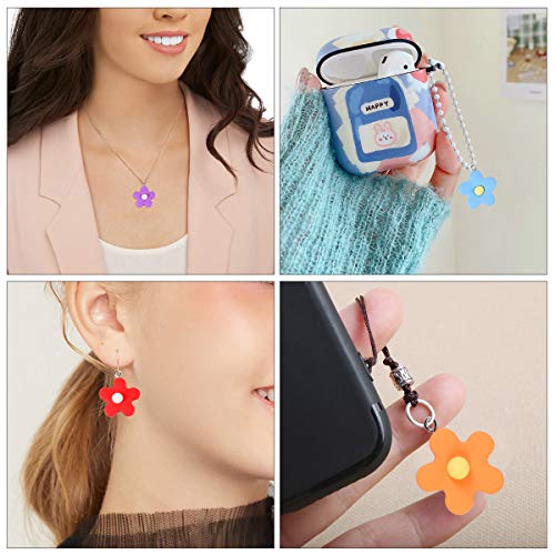 Colorful Flower Resin Pendant Charms, BENBO 40Pcs 10 Colors Flower Dangle Beads Pendants Keychain Necklace Floral Candy Charm for DIY Jewelry Making Crafting - Thumbnail 5