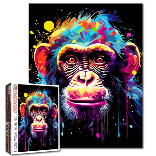 Tucocoo Graffiti-Affen-Puzzles für Erwachsene, 1000 Teile, niedliche Tiere, Cartoon-Kunst-Puzzle, bunt, DIY-Handarbeit… – Ansicht 1