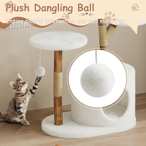 Árbol para gatos moderno de madera natural 24.41 in miniatura 6