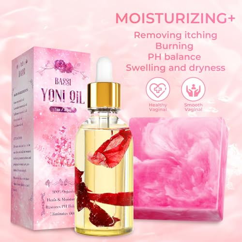 Image of Yoni Soap Bars & Natural Yoni Oil Set, Natural Yoni Oil Vaginal Wash for Women Feminine Wash Vaginial Deodorants pH Balance, Eliminates Odor, Feminine Oil 30ml /1 oz, 2Pcs 3.53 oz Vaginal Care Soap