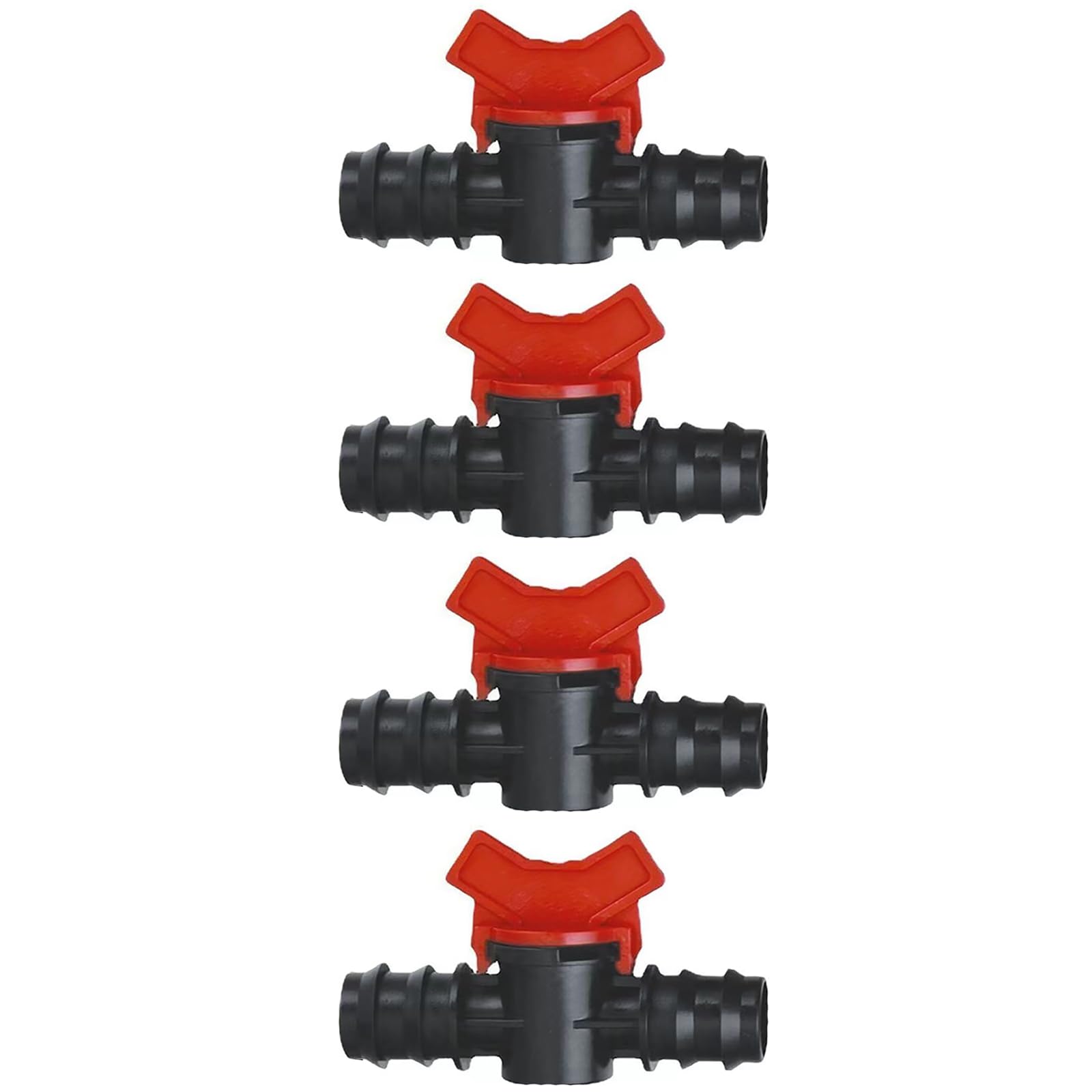 SagaSave 4PCS Barbed Ball Valve, 20mm Drip Irrigation Barbed Ball Valve, Shut Off Switch Flow Control Valve, Ball Valve Barbed, Hose Pipe Joiner Faucet Connector Adapter (BK)