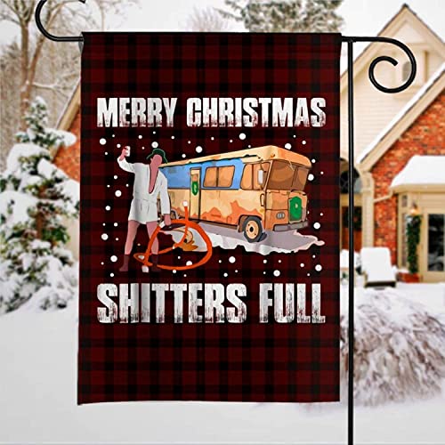 Funny Flags Cousin Eddie Christmas Vacation Garden Flag Merry Christmas Shitters Full Christmas Decorations Santa Clause Hat Awesome Snowwhite Flag Yard Flag Farmhouse decor Yard Holiday Seasonal