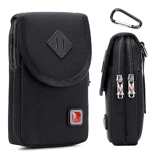 ROLMZJX Funda Movil Cinturon,Bolso Cintura para Teléfono Hombre, Bolsa Grande para Smartphone, Bolsa Multifuncional para móvil para Cinturón con Mosquetón para Deportes Senderismo Viaje
