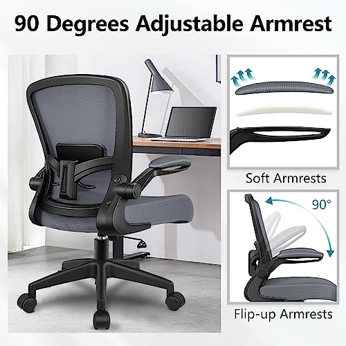 Felixking Office Chair, Ergonomic Desk Chair Breathable Mesh Chair With Adjustable High Back Lumbar Support Flip-Up Armrests, Executive Rolling Swivel Comfy Task Computer Chair For Home Office #TOP4
