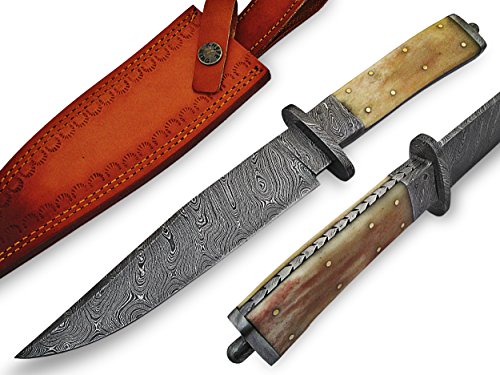 Knife King Custom Damast Bowie Messer Jagdmesser Mit Lederscheide
